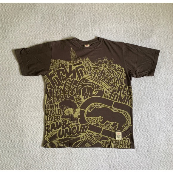 Ecko Unltd. Other - VTG Y2K Ecko Unltd Graphic Graffiti Logo Brown T shirt Sz L Streetwear Grunge